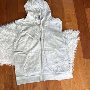 Men Gray Sleeveless Hoodie